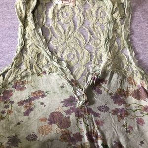 Scrapbook green floral shirt